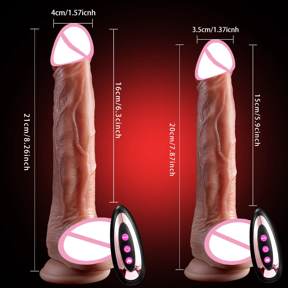 Realistic Telescopic Heating Soft Rubber Vibrating Penis