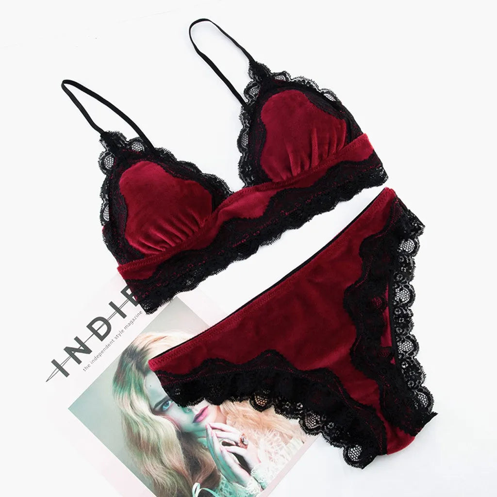 Sexual Intimate Comfortable Lace Velvet Bra Set