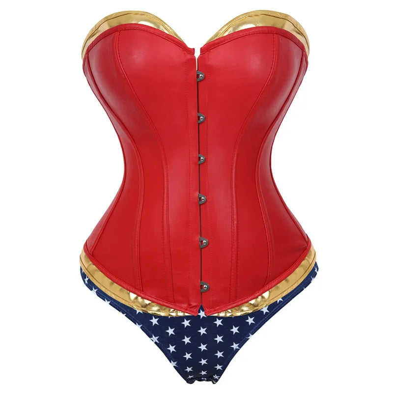 Erotic BDSM Cosplay Faux Leather Lace-up Corsets