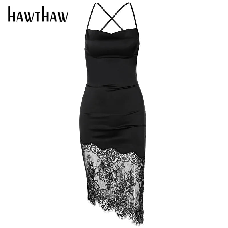 Sexual Exotic Sleeveless Backless Lace Black Dress.