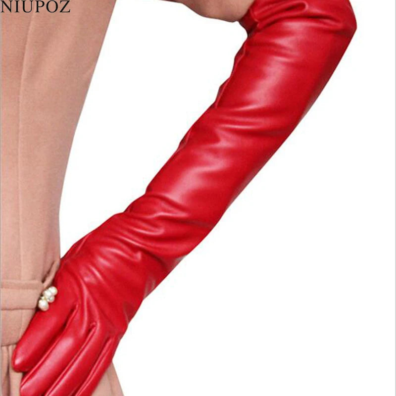 Sexy Long Touch Leather High Fashion Gloves