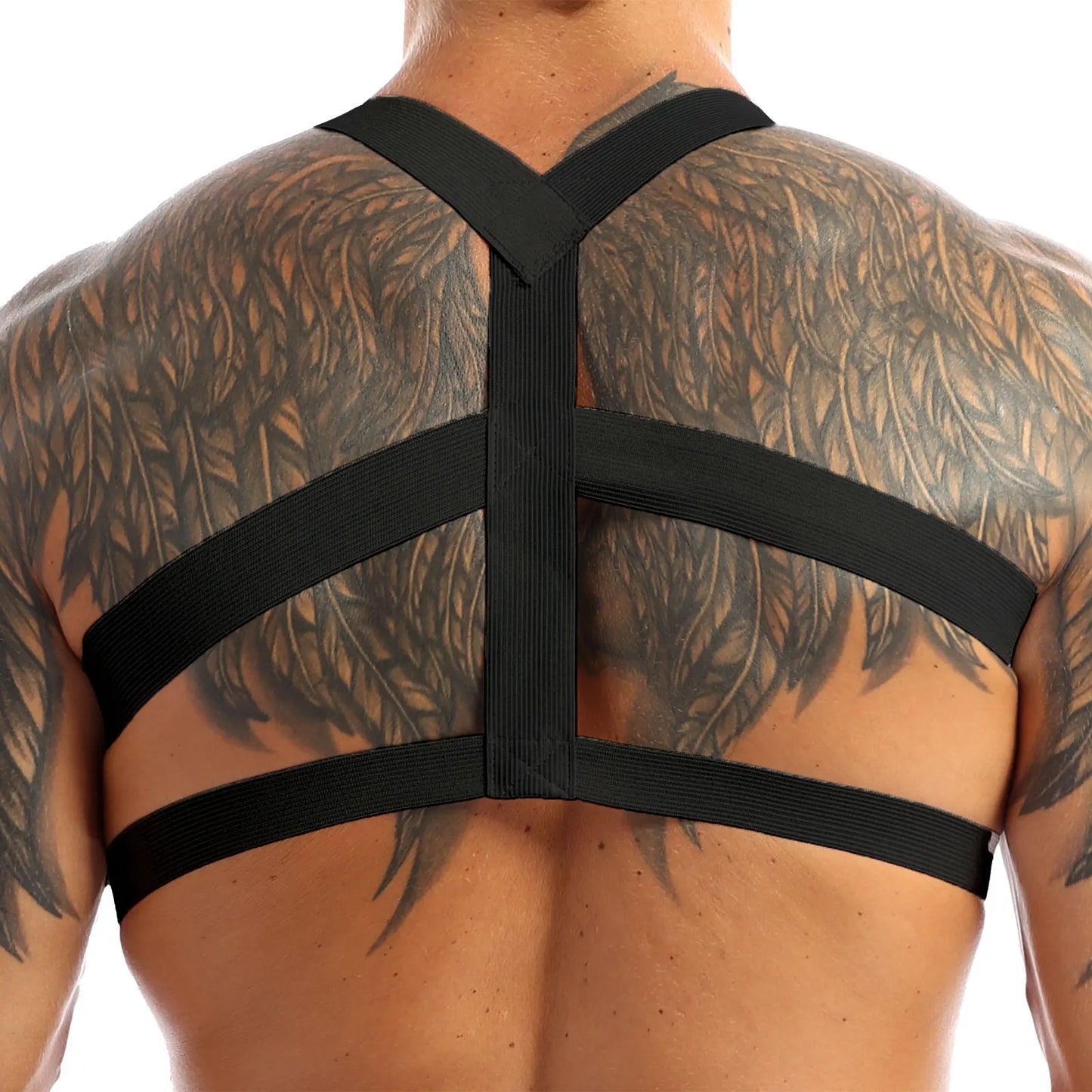 Mens BDSM Fetish Chest Harness Belt/O-Rings/Shoulder Straps.