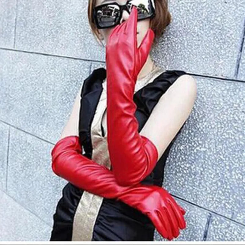 Sexy Long Touch Leather High Fashion Gloves