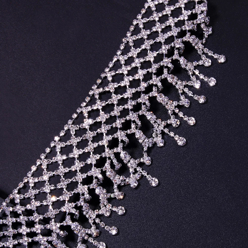 Sparkling Hollow Collar Crystal Chunky Chain Necklace