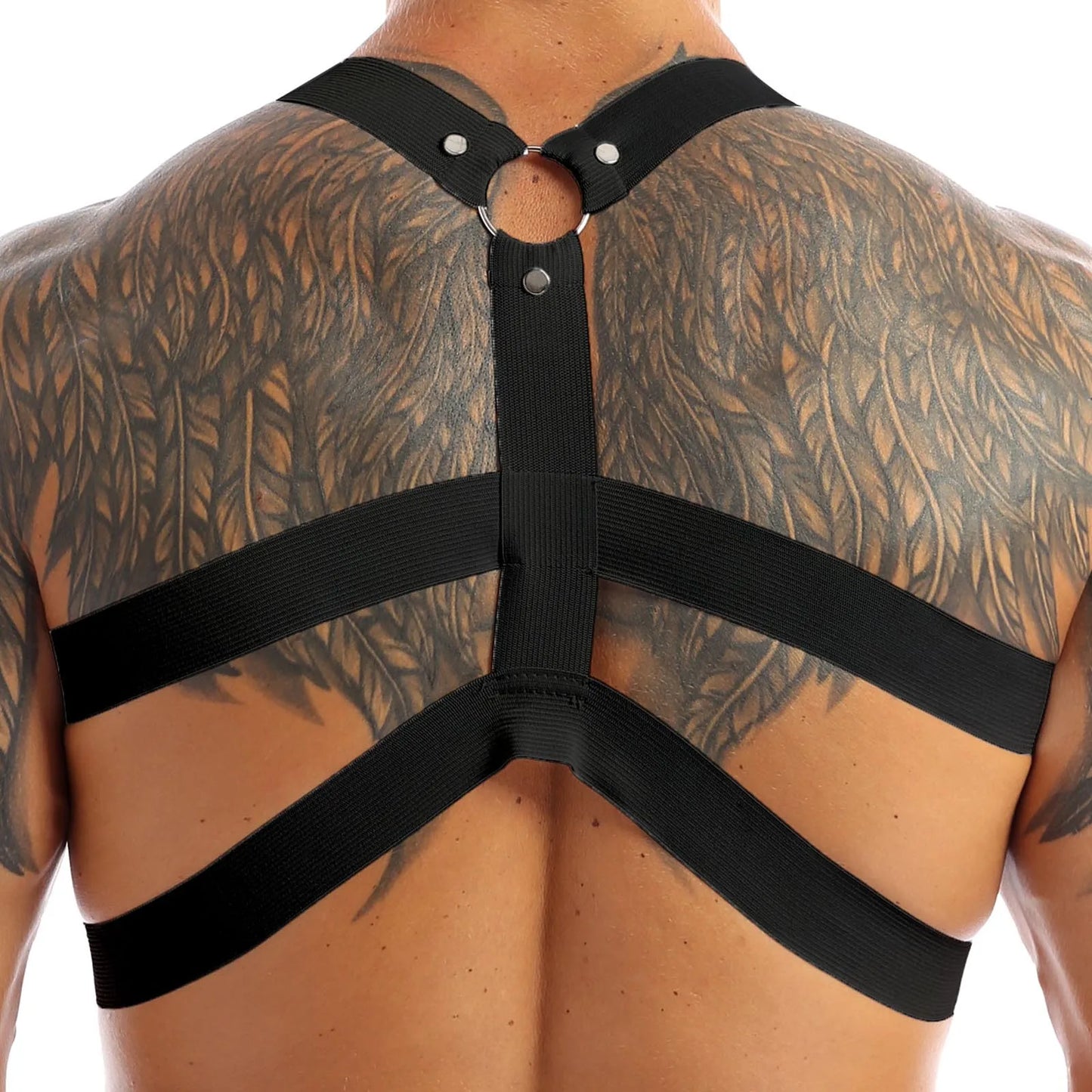 Mens BDSM Fetish Chest Harness Belt/O-Rings/Shoulder Straps.