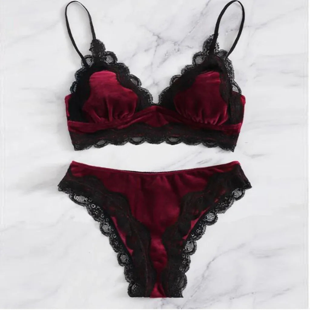 Sexual Intimate Comfortable Lace Velvet Bra Set