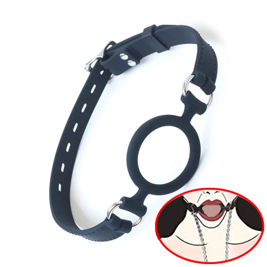 Open Mouth Gag O Ring, Full Head Harness