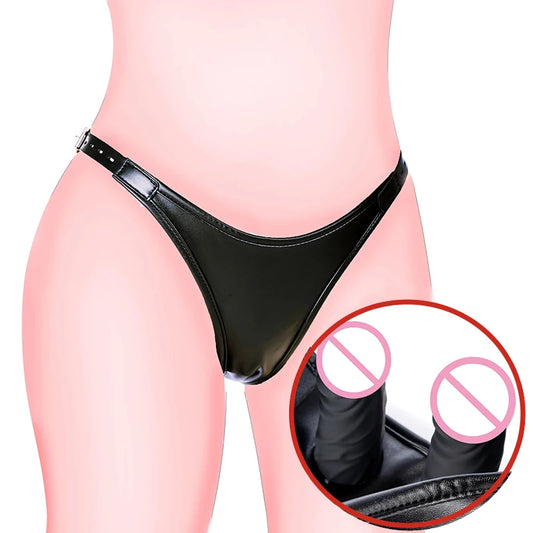 Strap-On Thong with Inner Dildo, Attachable Vaginal and Anal Plug