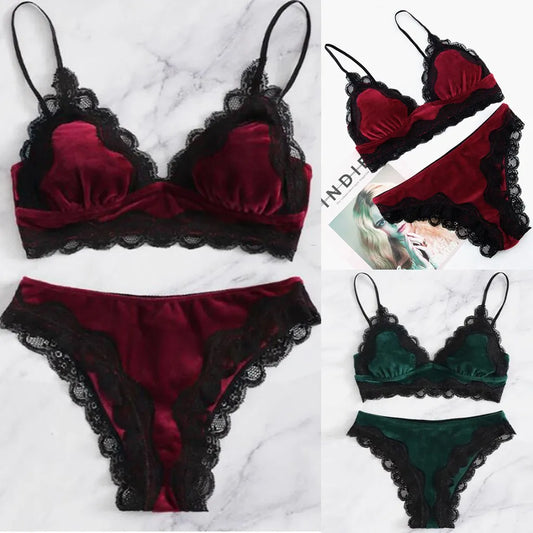 Sexual Intimate Comfortable Lace Velvet Bra Set