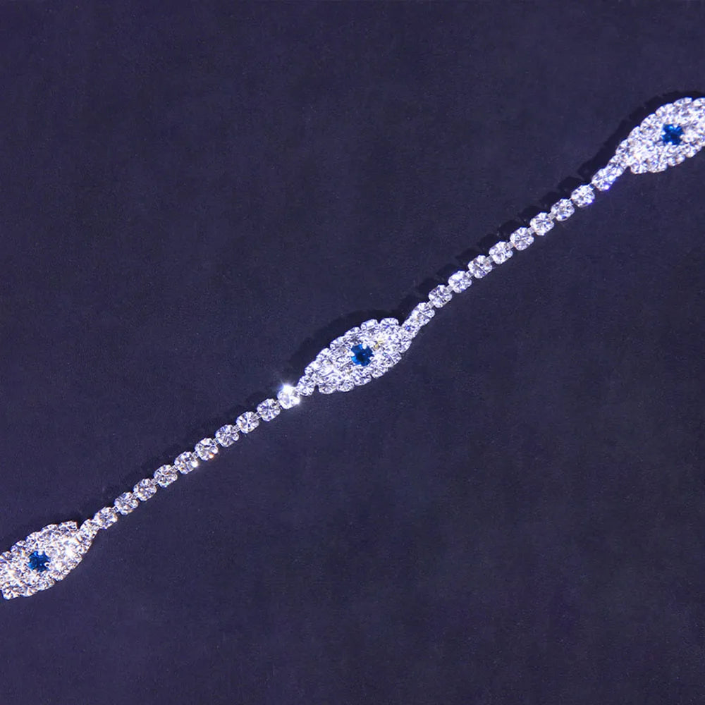 Collar Chain Blue Crystal Necklace Evil Eye Jewelry