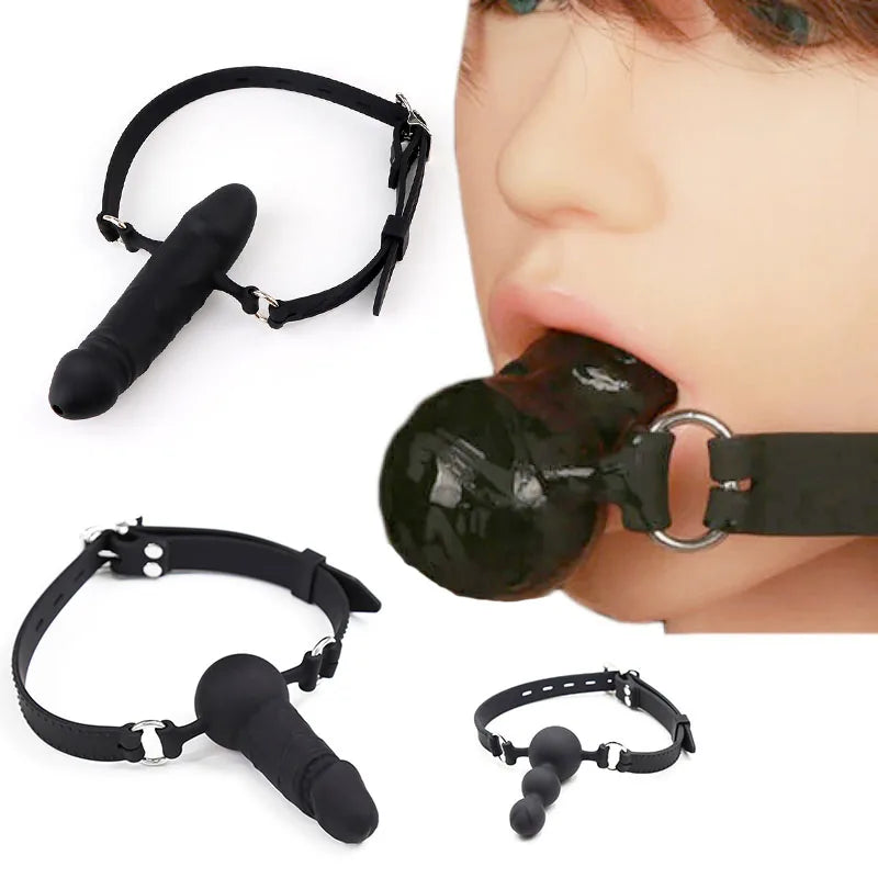 BDSM Open Mouth Silicone Ball Penis Gag Restraints