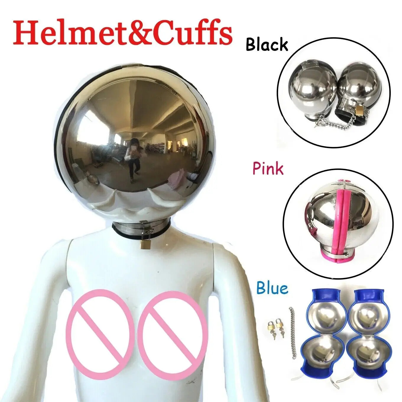 Luxury Stainless Steel Ball Helmet Bondage Handcuffs