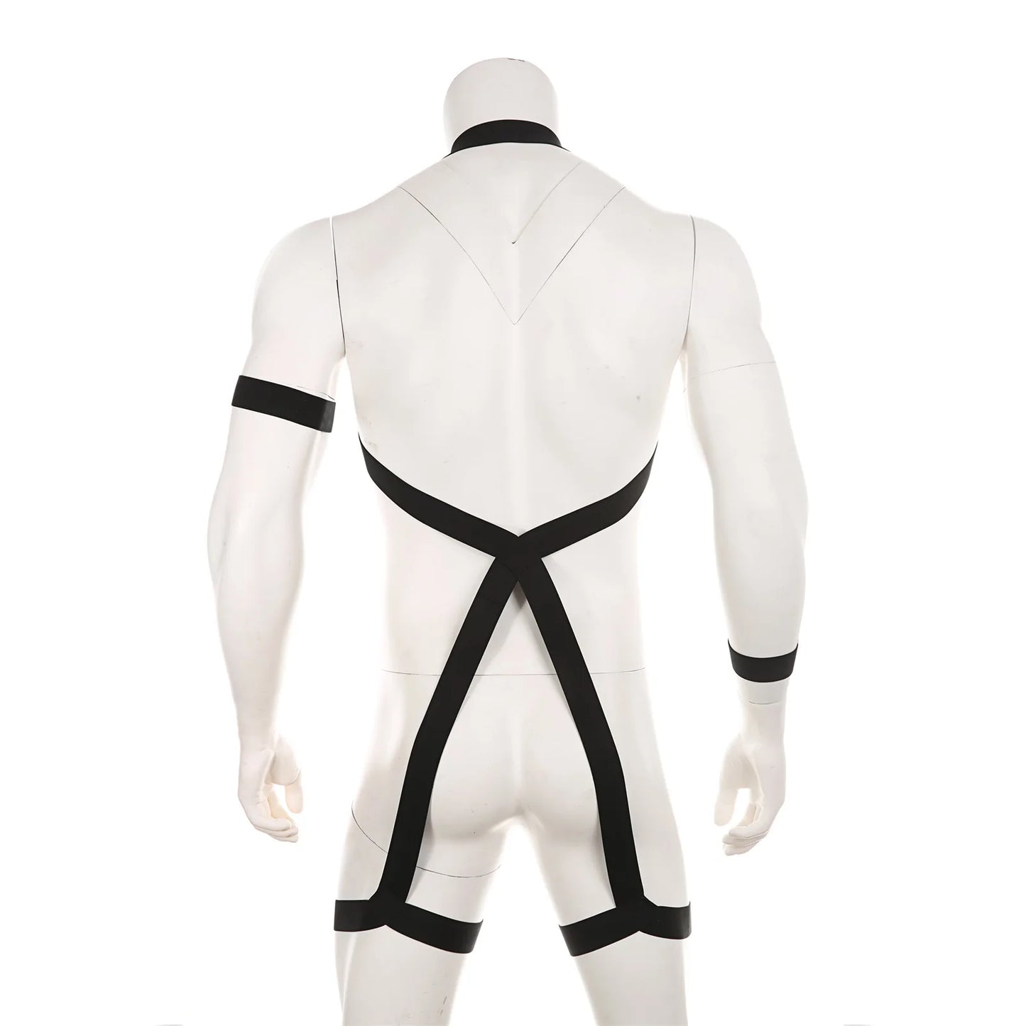 Sexy Men's One-Piece Harness, Straps, Halter, Leg Belt, Wrist Band