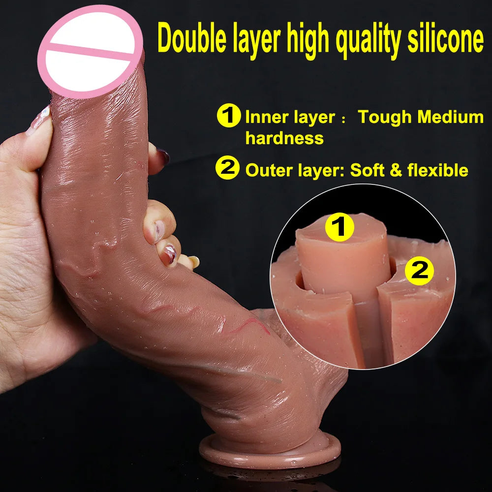 Realistic Skin Feeling Penis Layersilicong Suction Cup Anal stimulator