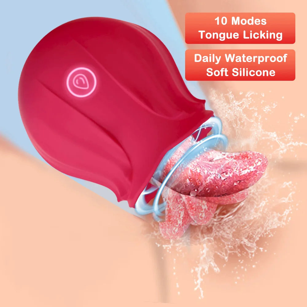 Rose Tongue Licking G-Spot Vibrator/Nipple Stimulator