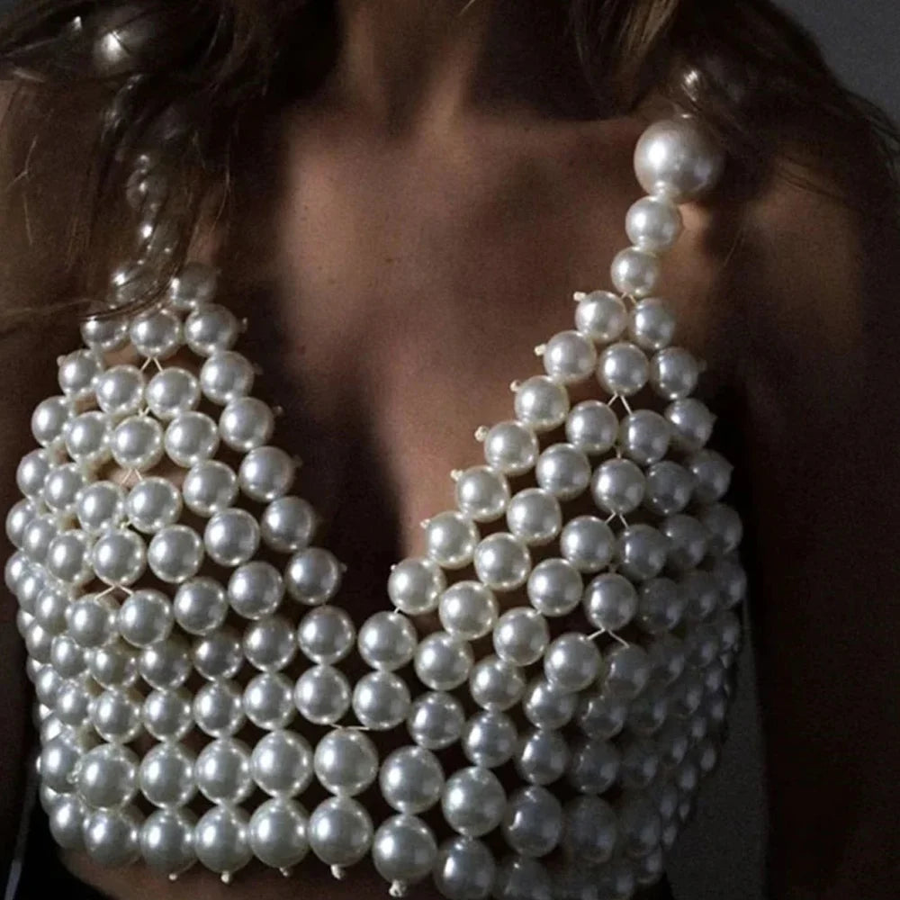 Sexy Imitation Pearl Tanks Bra Bikini Tops