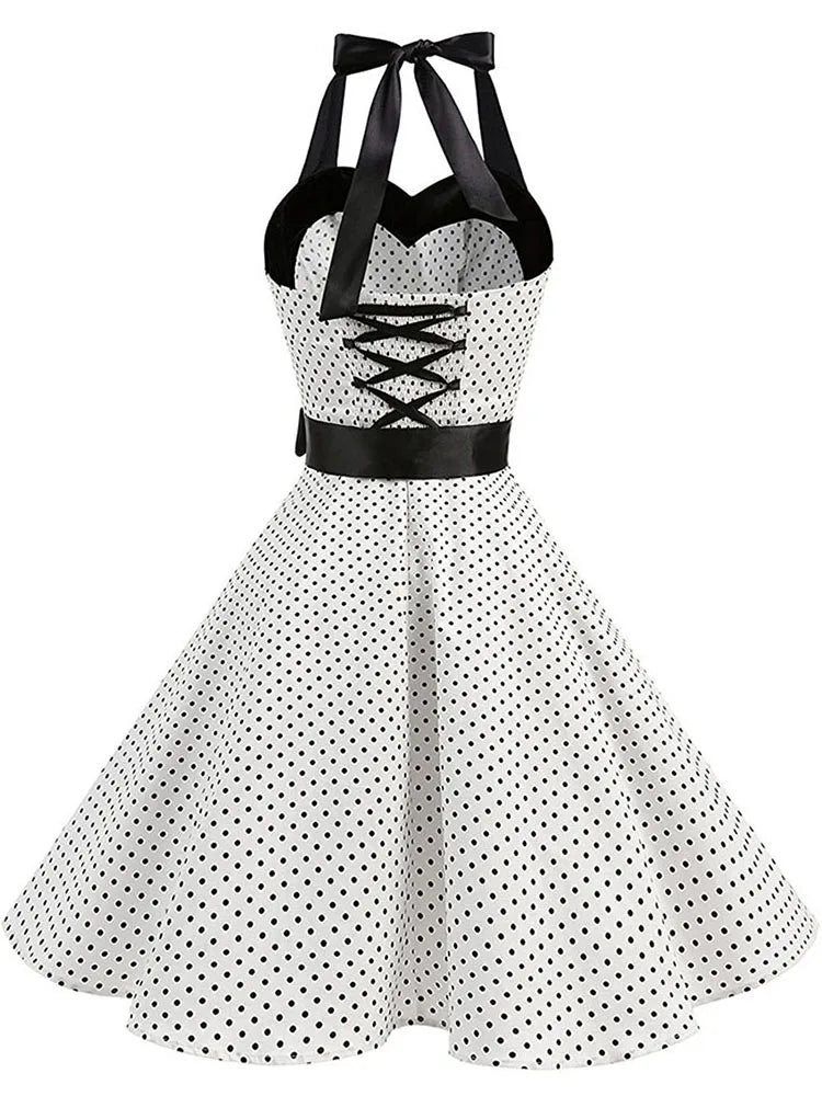 Sexy Retro Halter Vintage Pin-Up Polka Dot Dress