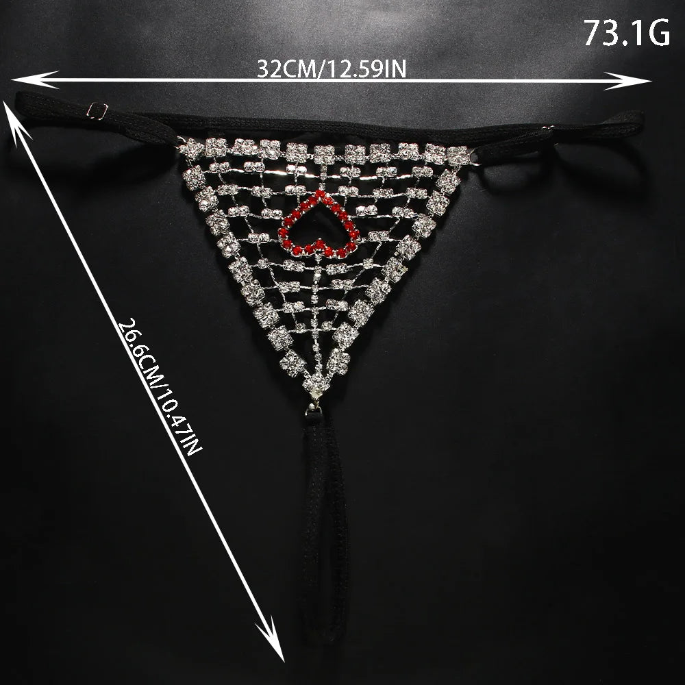 Chrystal Heart Thong Jeweled Erotic Seductive Lingerie