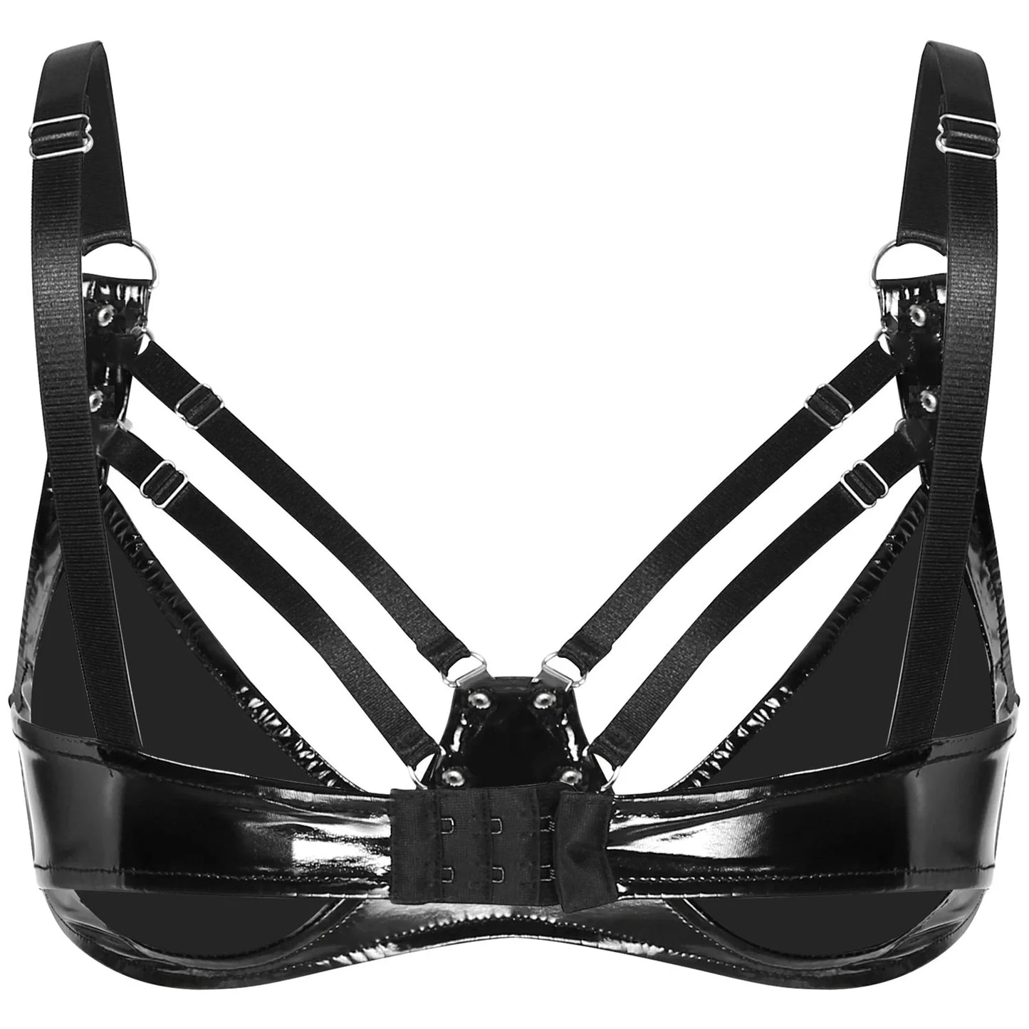 BDSM Patent Leather Bralette Cutout Strappy Bustier