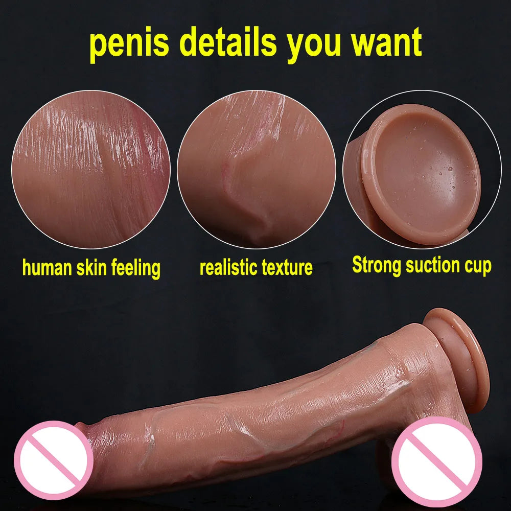 Realistic Skin Feeling Penis Layersilicong Suction Cup Anal stimulator