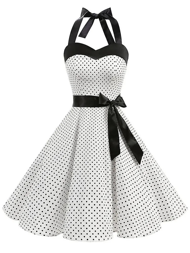 Sexy Retro Halter Vintage Pin-Up Polka Dot Dress