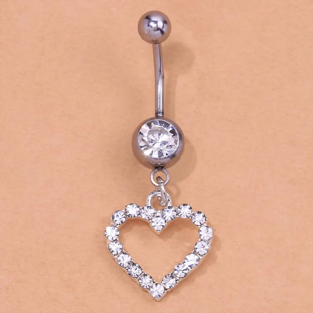 Heart Crystal Belly Button Ring