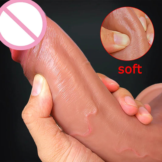 Realistic Skin Feeling Penis Layersilicong Suction Cup Anal stimulator