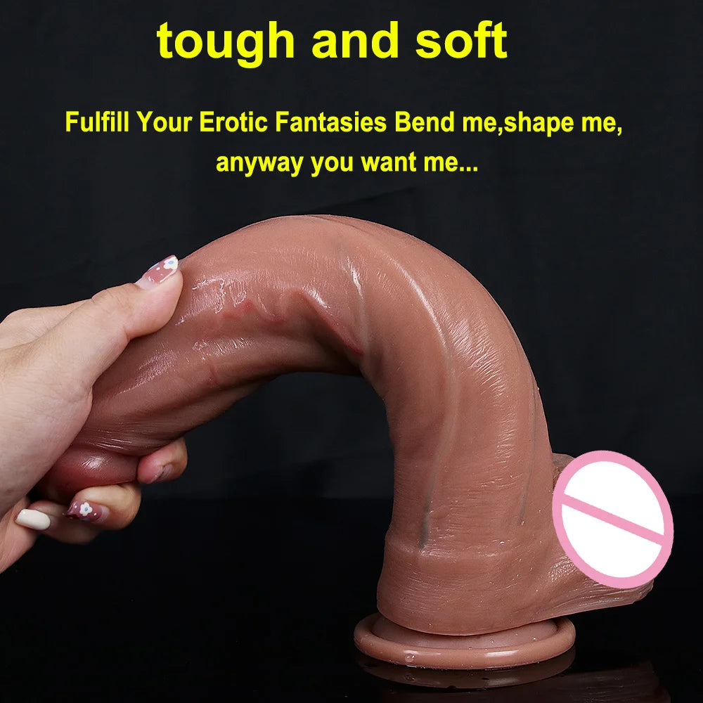 Realistic Skin Feeling Penis Layersilicong Suction Cup Anal stimulator