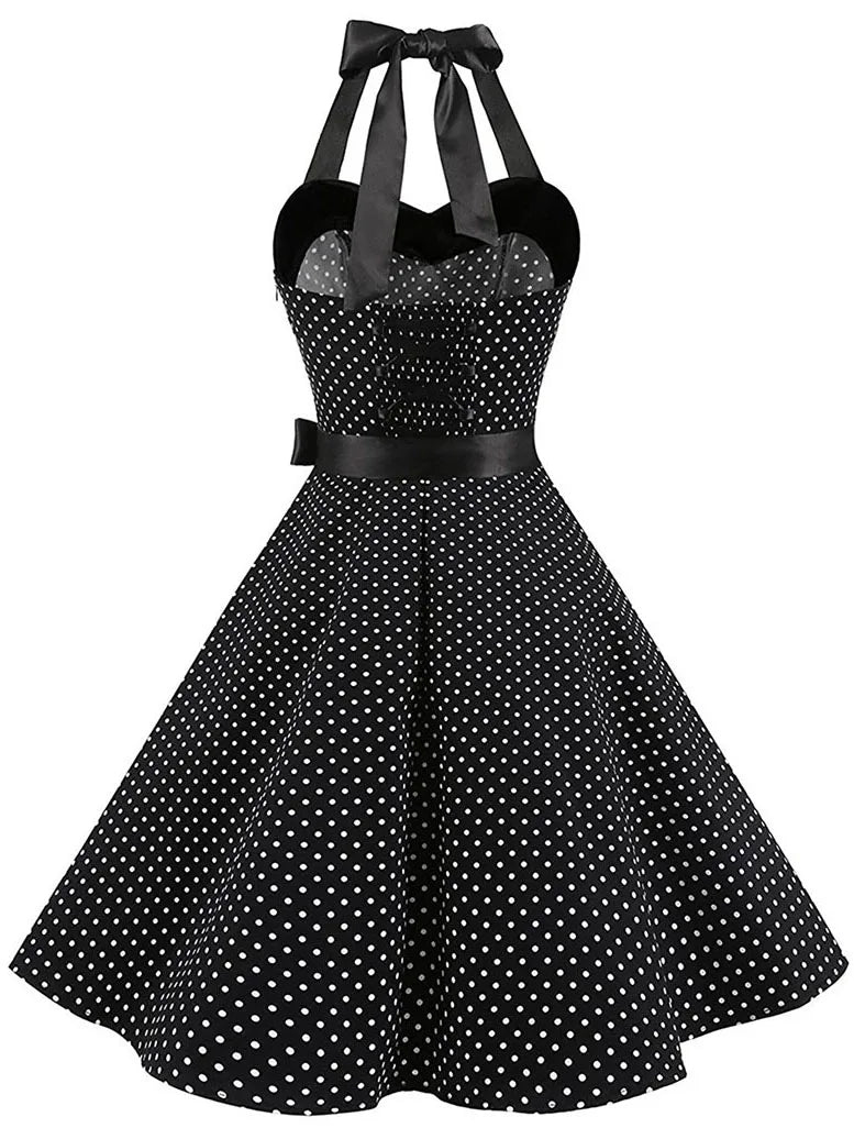 Sexy Retro Halter Vintage Pin-Up Polka Dot Dress