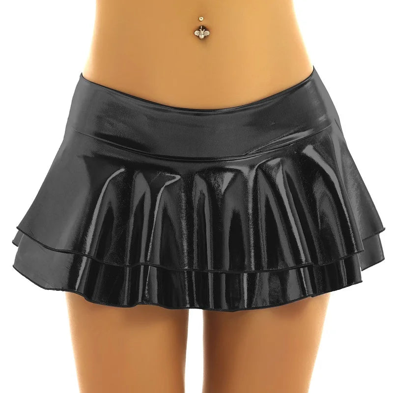 Baby-Doll Lingerie Mini Skirts Leather Dress