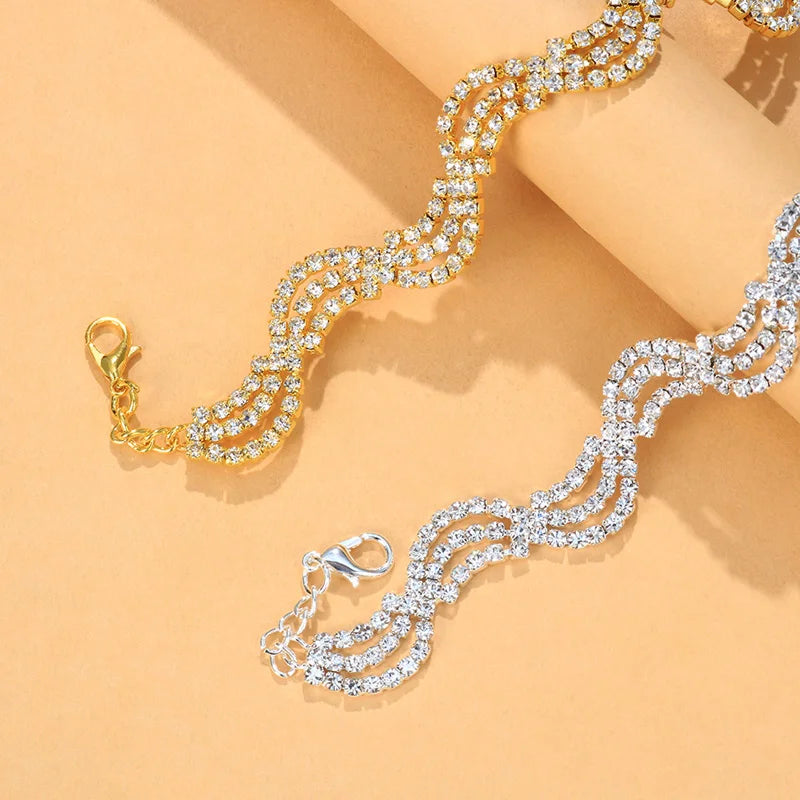 Stunning Sexy Wave Rhinestone Anklet Bracelet