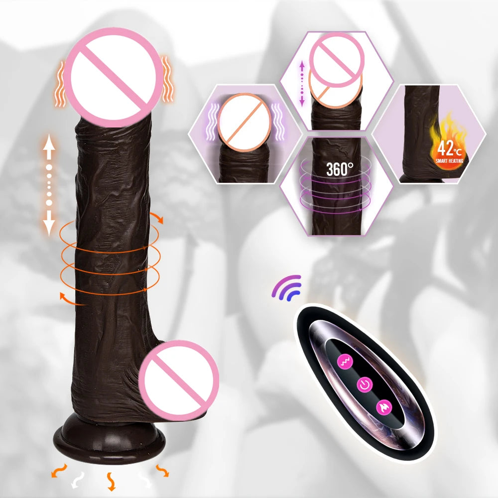 Remote Control Vibrating Realistic Vibrator With Suction Cup