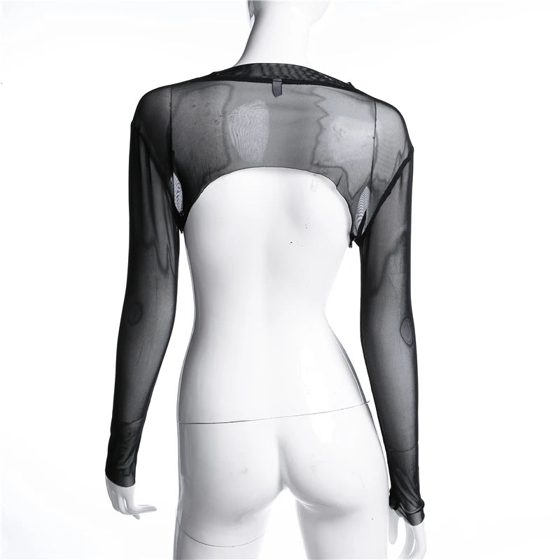 Sexy Mesh Crop-Top Transparent Club/Party T-shirt