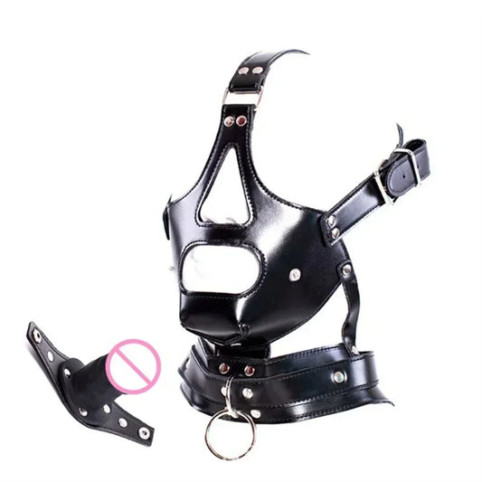 Leather Headgear Mask Hood Restraint