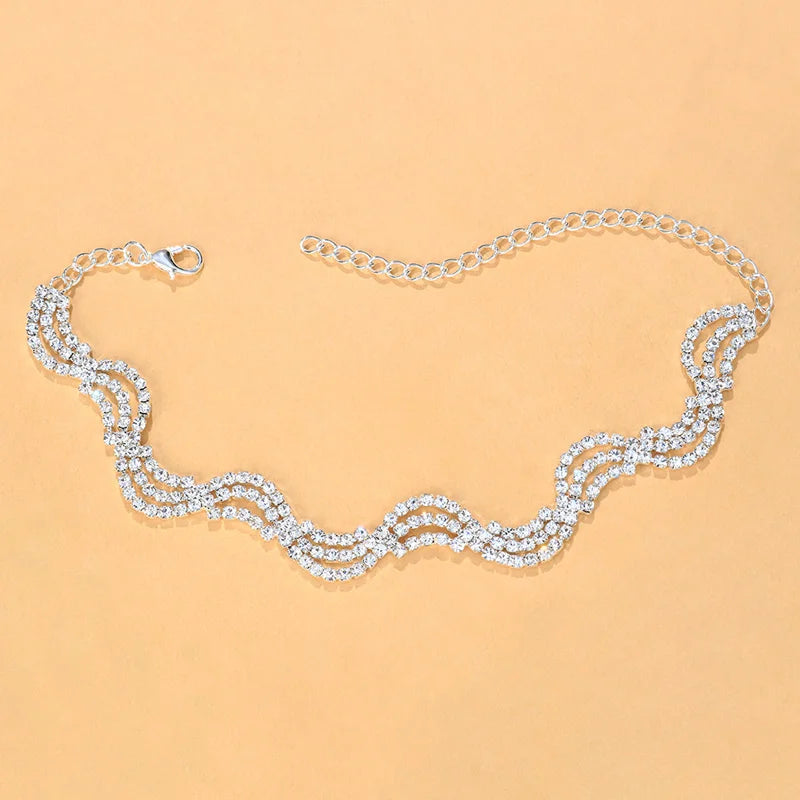 Stunning Sexy Wave Rhinestone Anklet Bracelet