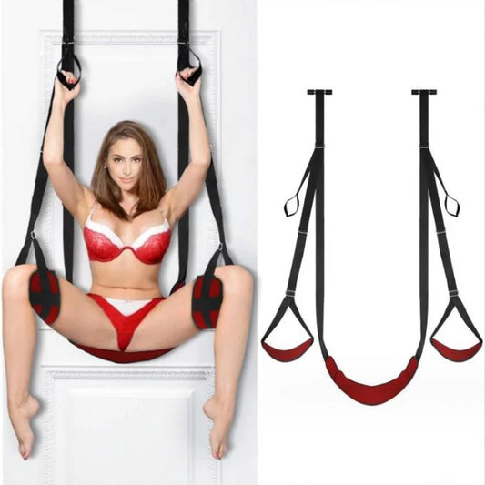 Erotic Seat Cushion, Handcuffs, Easy M-Split Leg Strap Door Swing