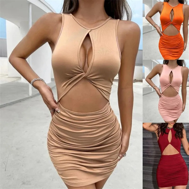 Sleeveless Sexual Party Club Solid Short Mini Dress