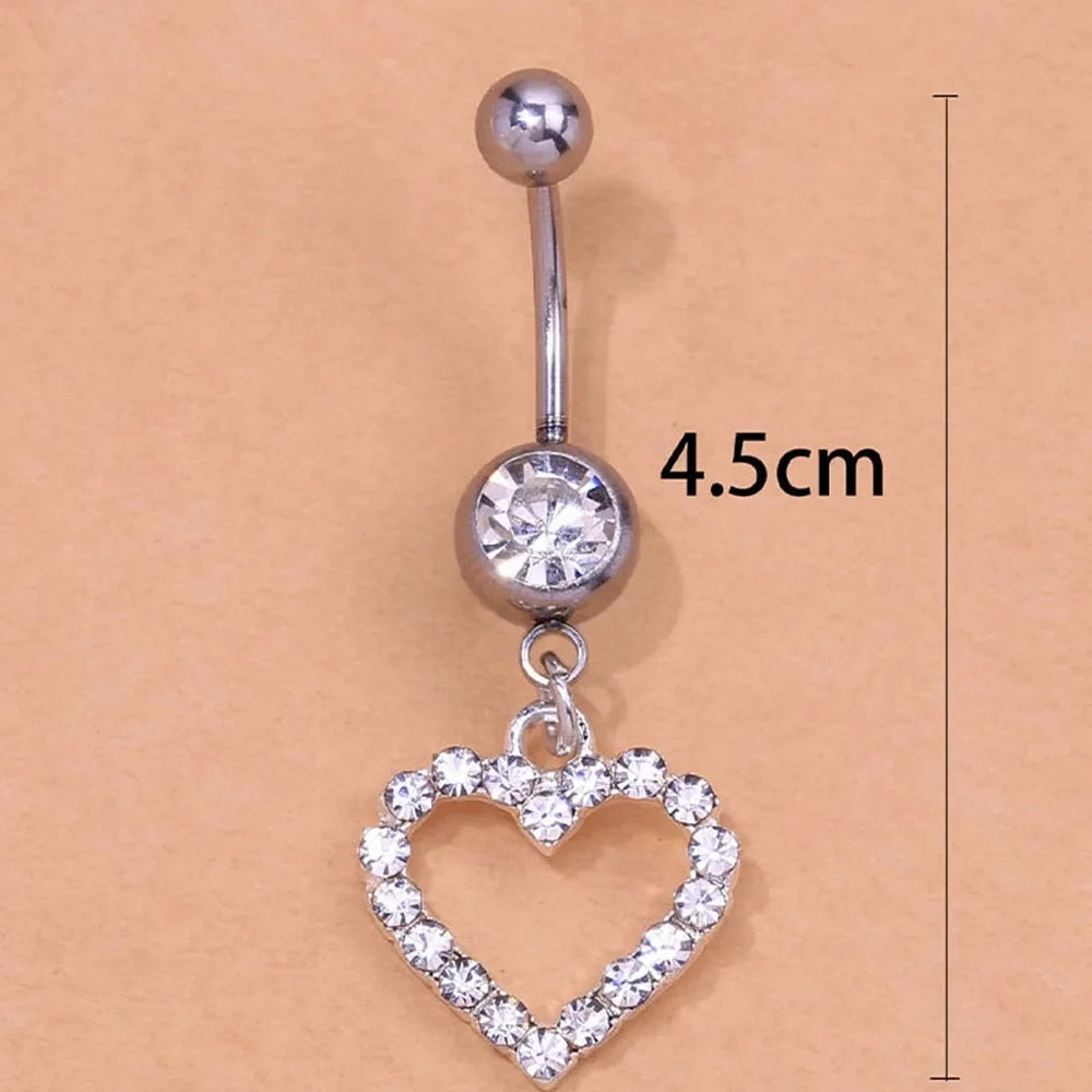 Heart Crystal Belly Button Ring