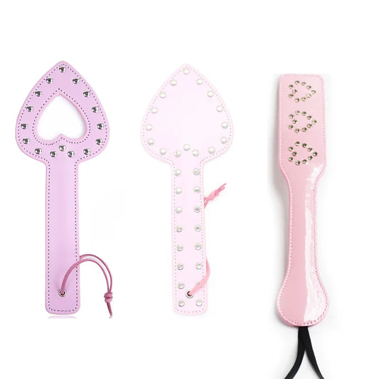 Sexual Heart Shaped Pink Faux Leather Spanking Paddle