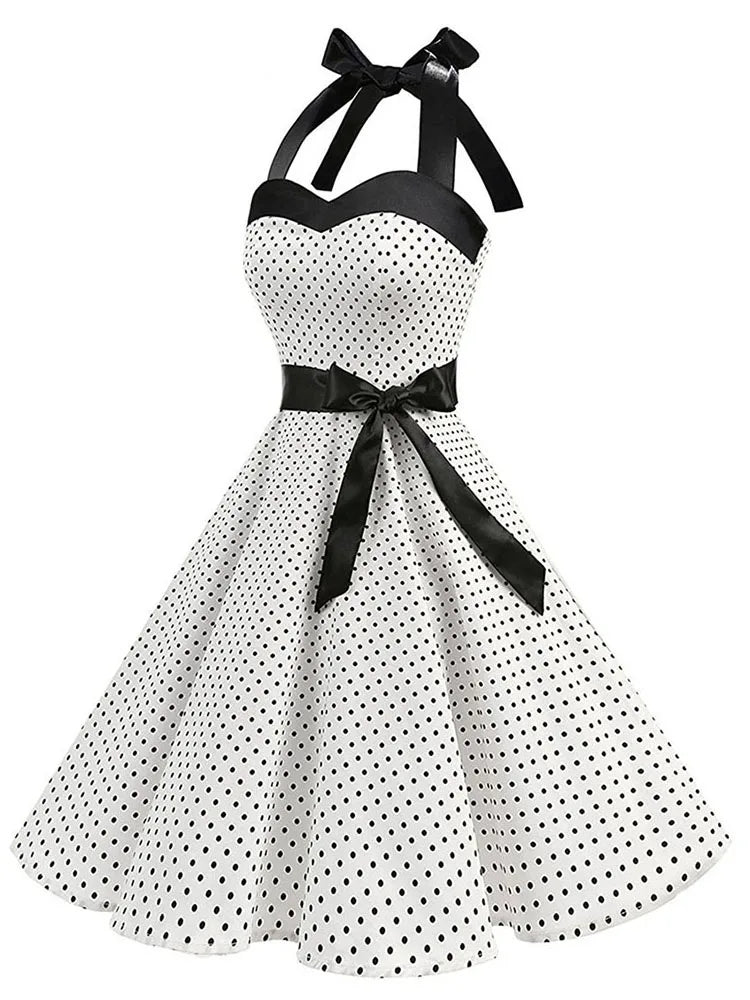 Sexy Retro Halter Vintage Pin-Up Polka Dot Dress