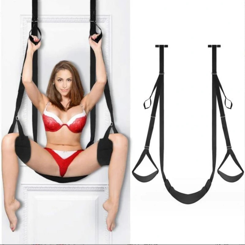 Erotic Seat Cushion, Handcuffs, Easy M-Split Leg Strap Door Swing