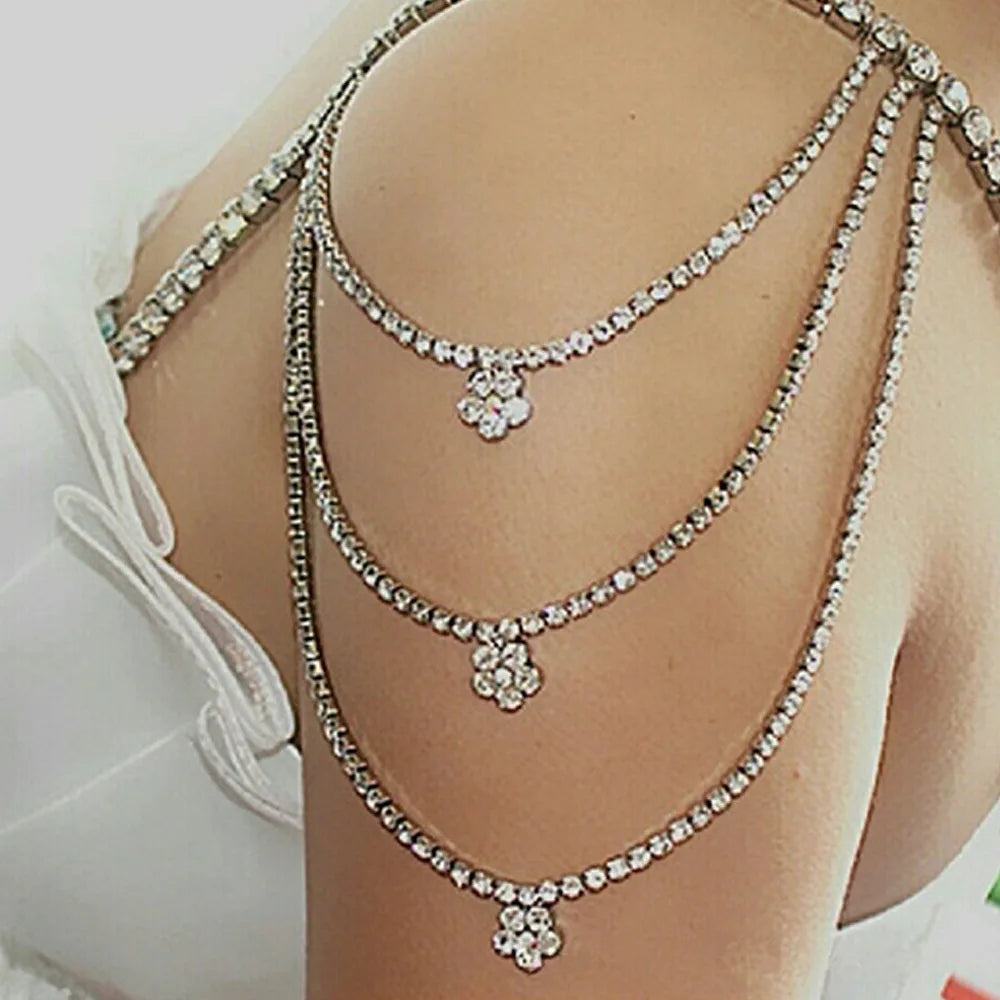 Elegant Flower Rhinestone Shoulder Strap Bra Lingerie