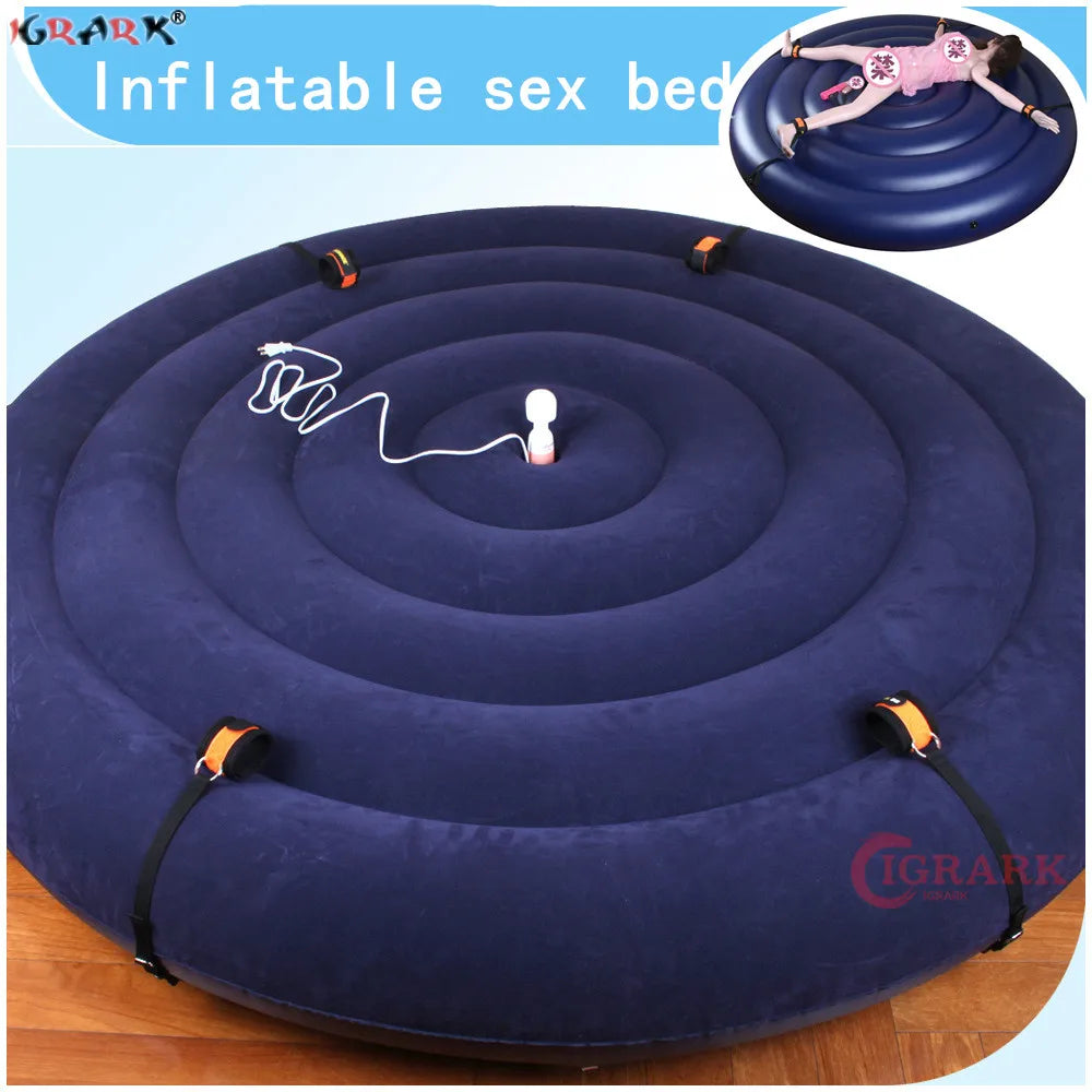 Round Shape Bed Inflatable Sex Sofa BDSM Bondage Handcuffs Sex Furniture Sexules Toys for Couples Adult Games Erotic Accessories