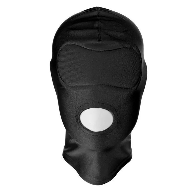 Erotic Black Bondage Hood Mask Open Eye/Mouth/Zipper