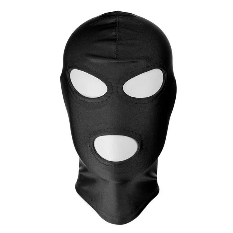 Erotic Black Bondage Hood Mask Open Eye/Mouth/Zipper