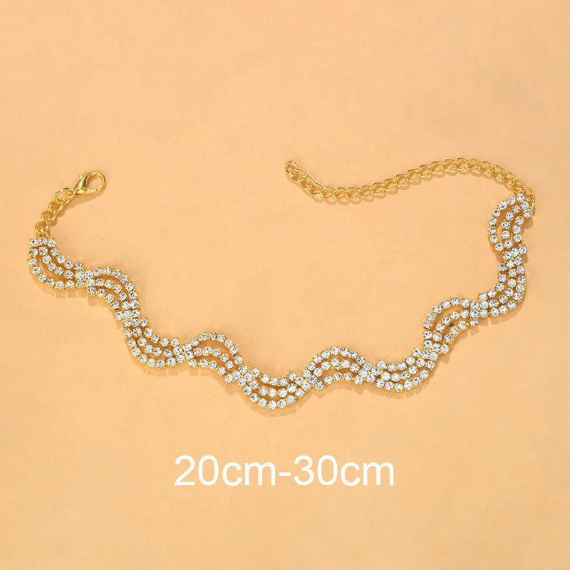 Stunning Sexy Wave Rhinestone Anklet Bracelet