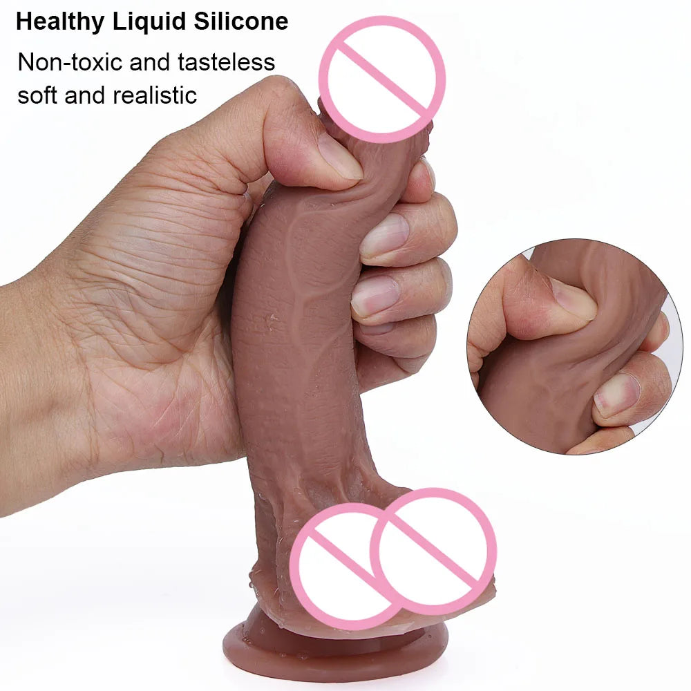 7/8-Inch Realistic Silicone Masturbation Anal Penis